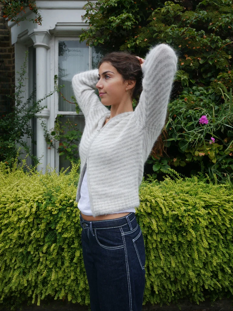 Dual Zip Hoodie - Grey Stripe - Image 9