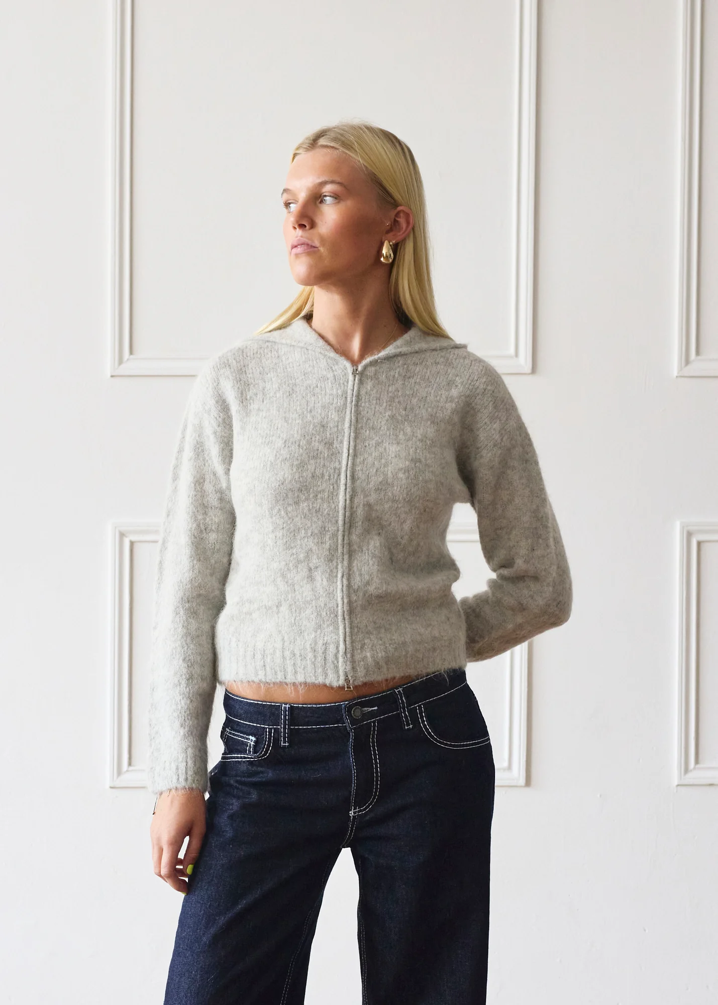 Dual Zip Hoodie - Light Grey - Image 4