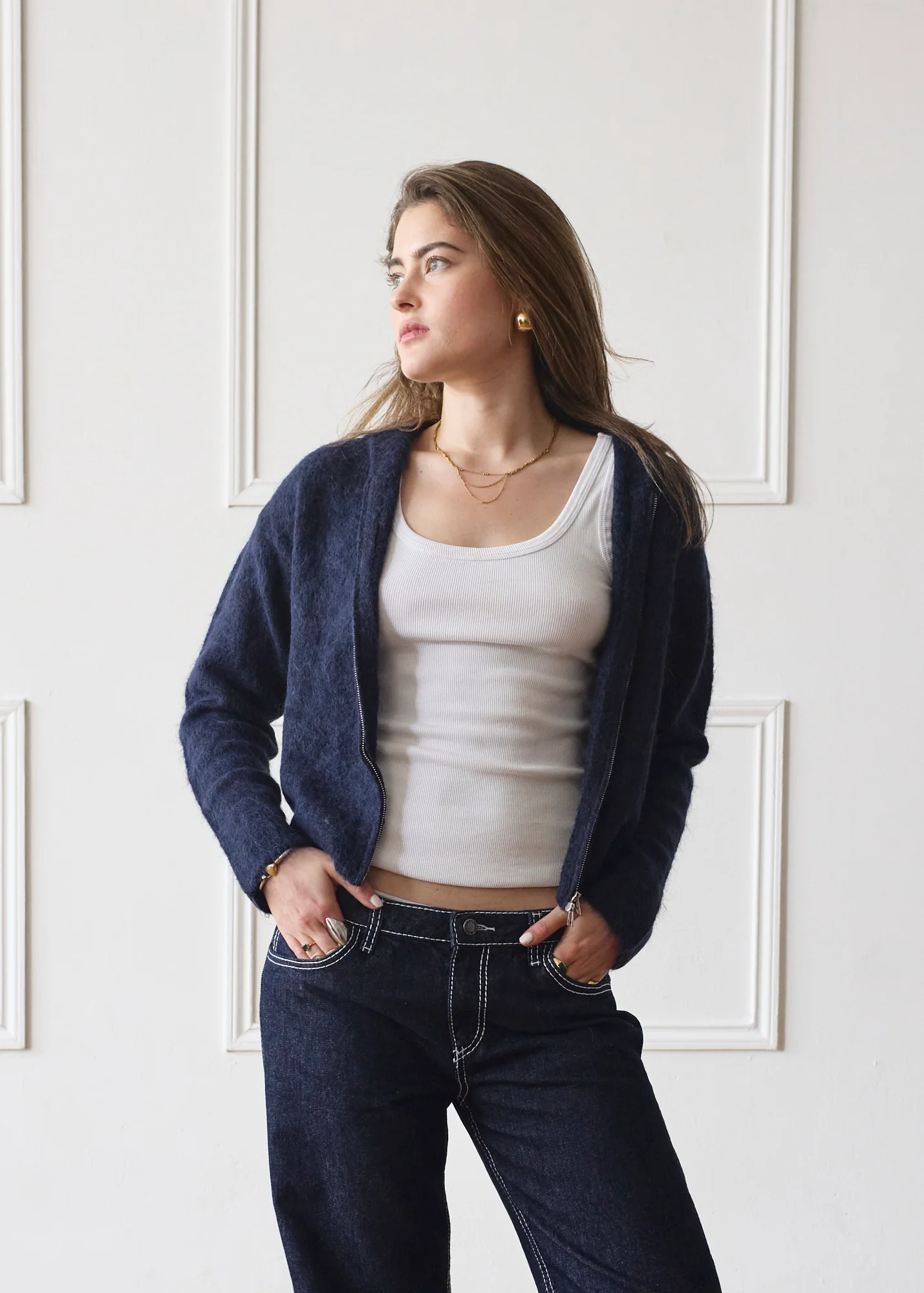 Dual Zip Hoodie - Navy - Image 6