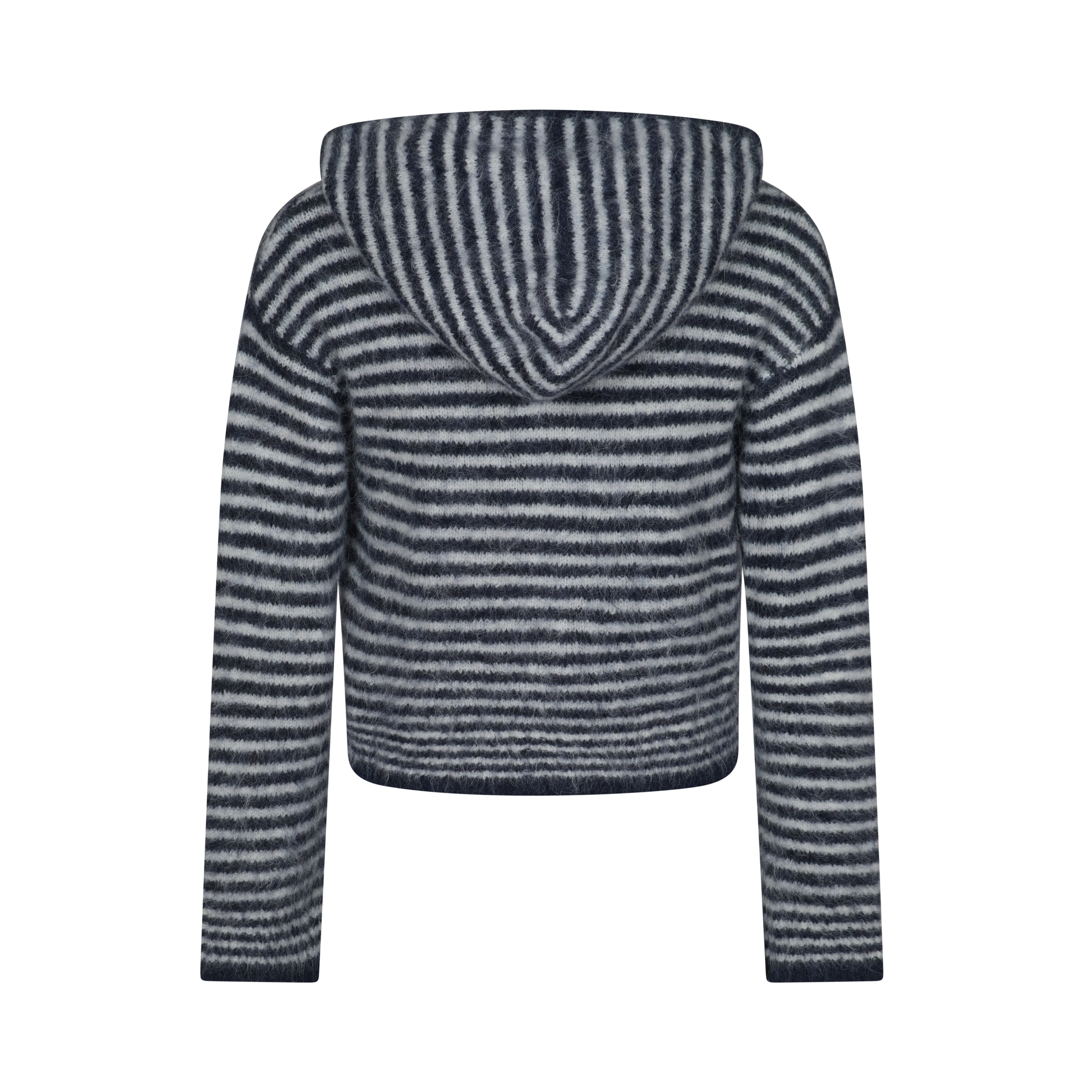 Dual Zip Hoodie - Navy & Cream Stripe - Image 12