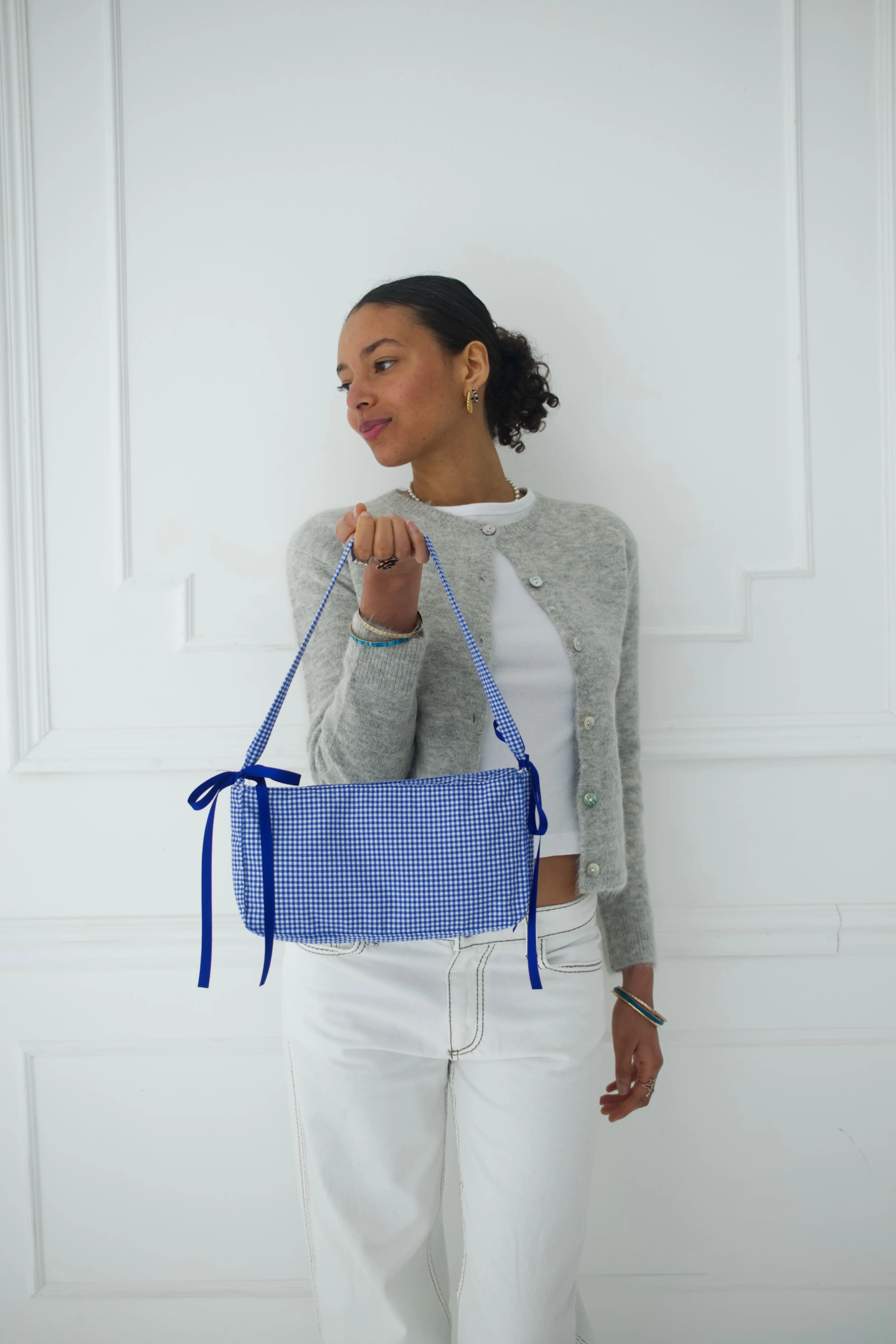 Gingham Shoulder Bag - Blue - Image 3