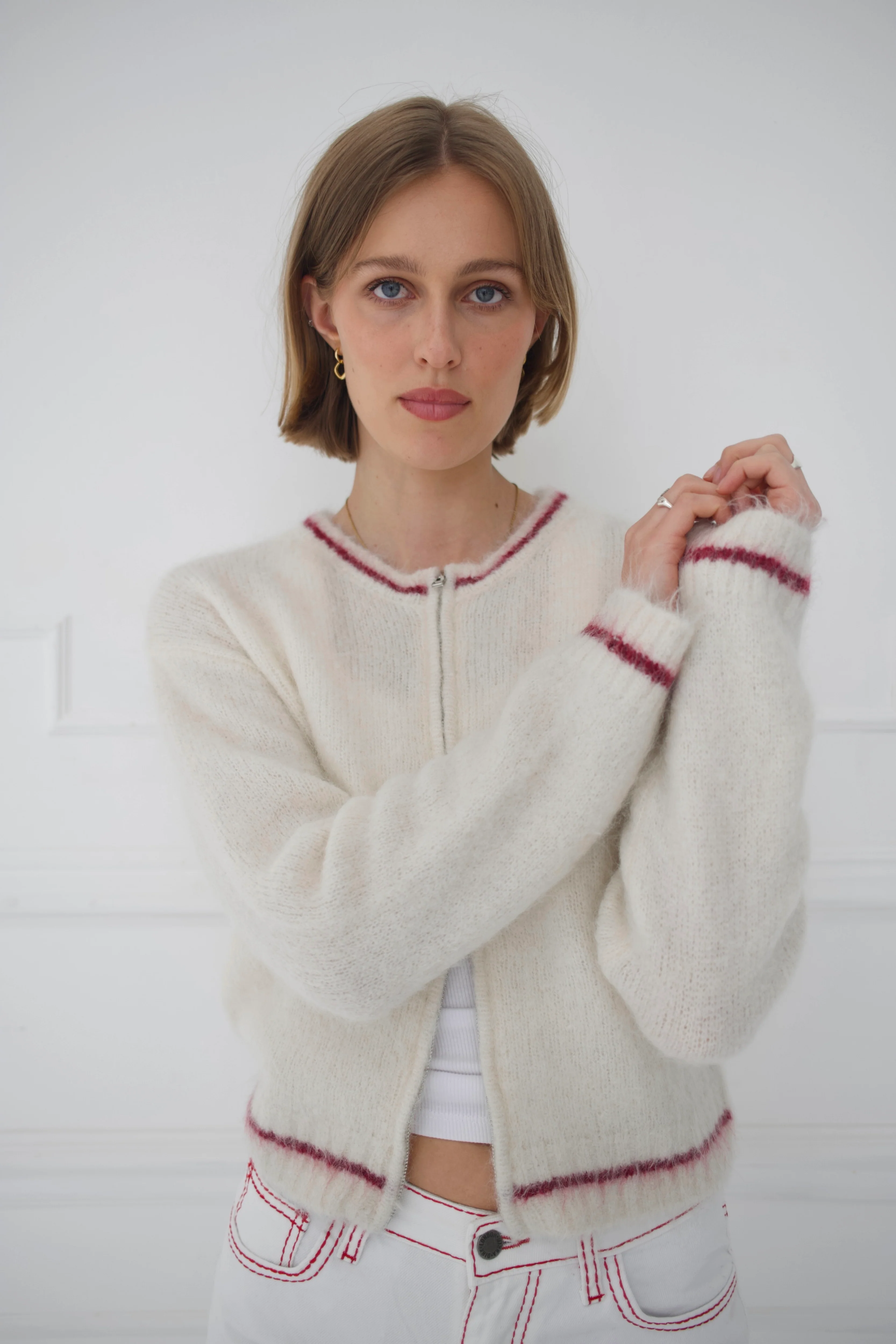 Dual Zip Jumper - Cream - Image 5