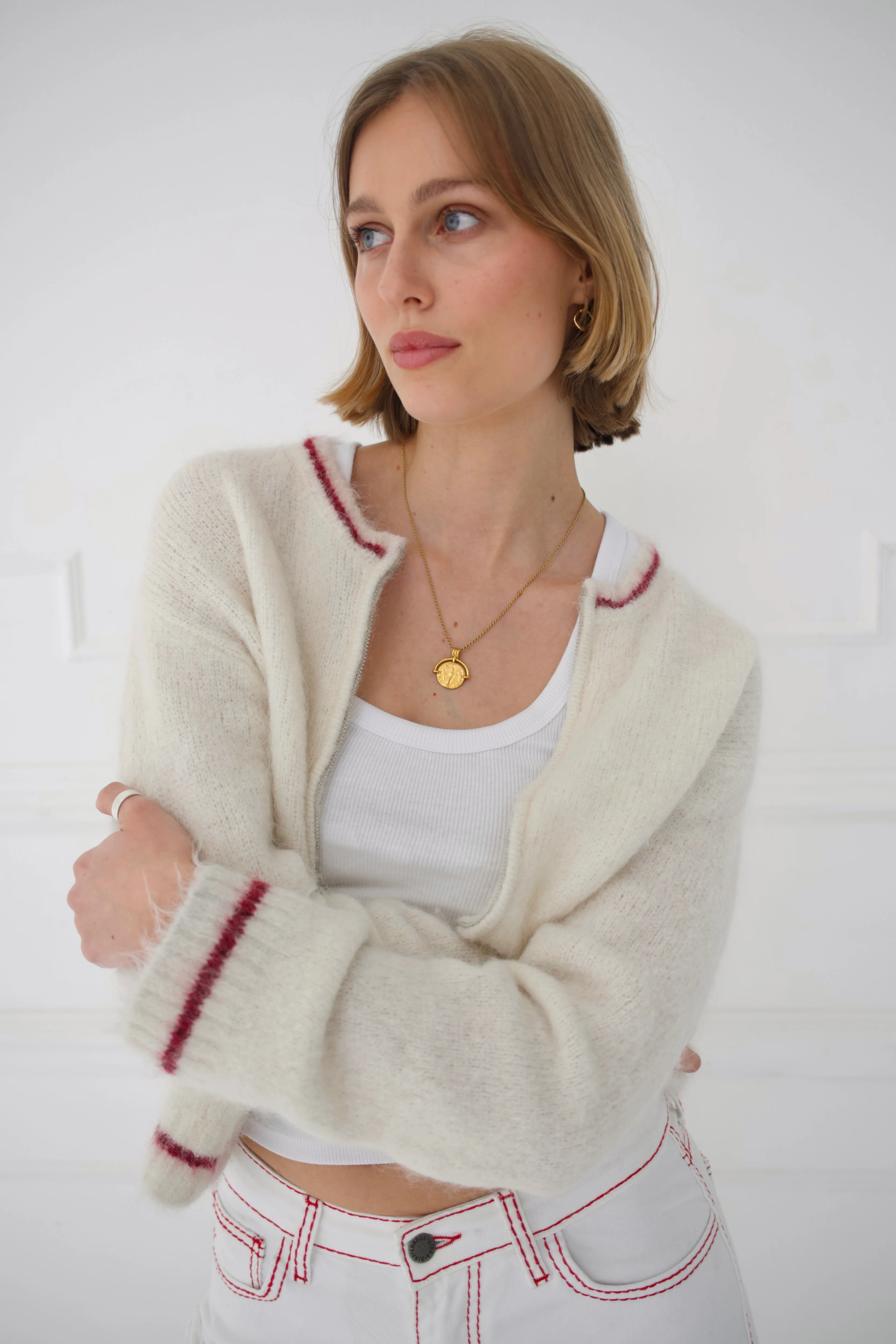 Dual Zip Jumper - Cream - Image 6