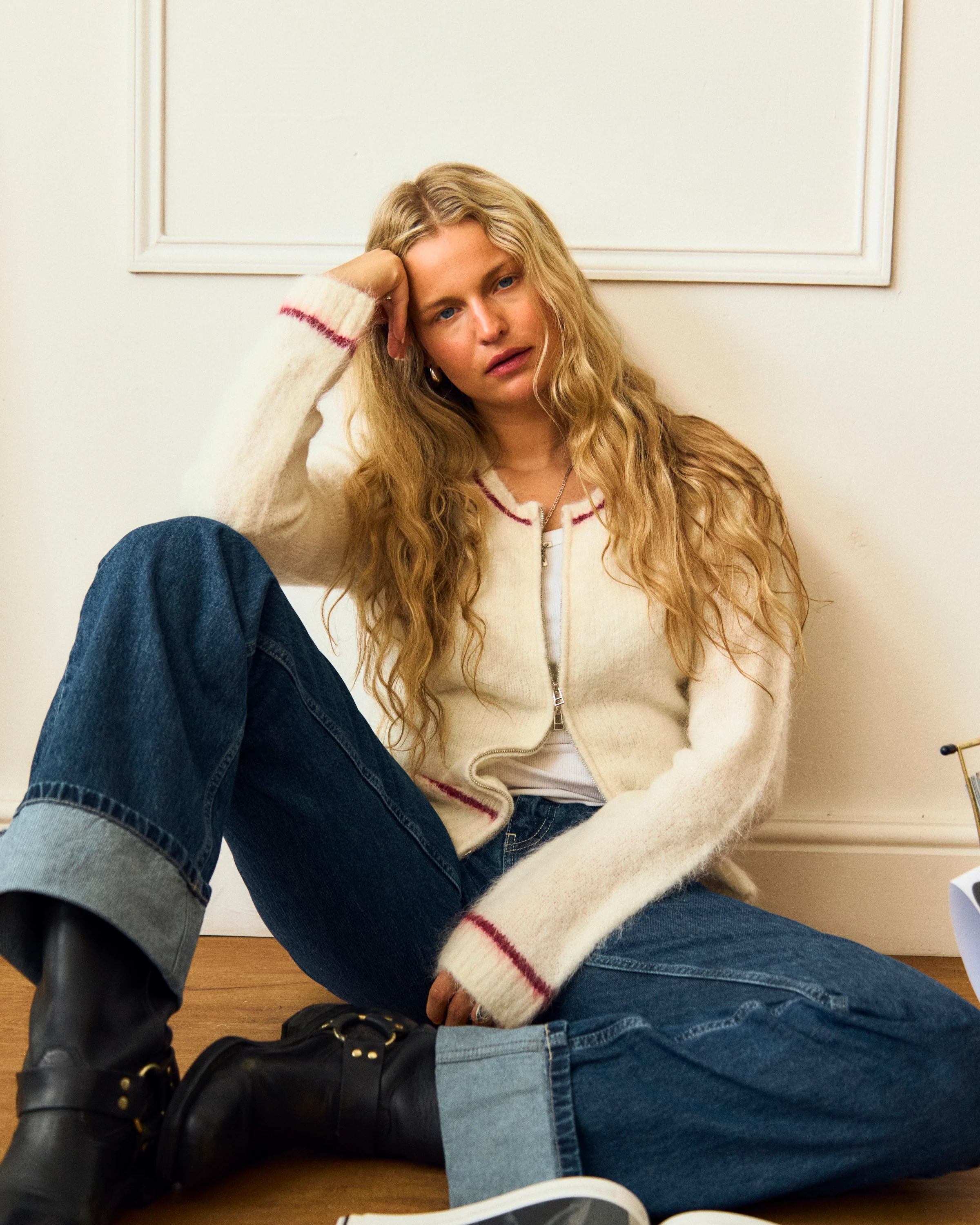 Dual Zip Jumper - Cream - Image 8