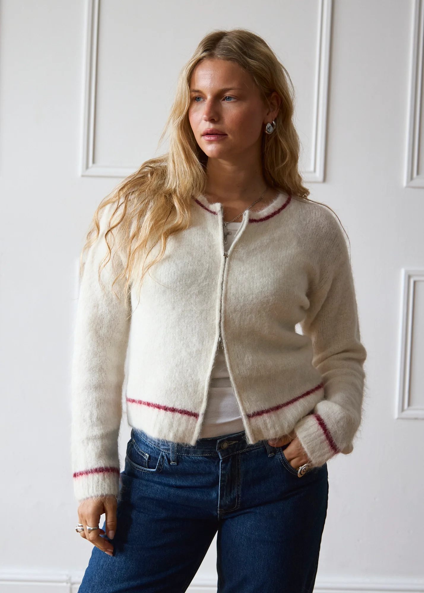 Dual Zip Jumper - Cream - Image 9