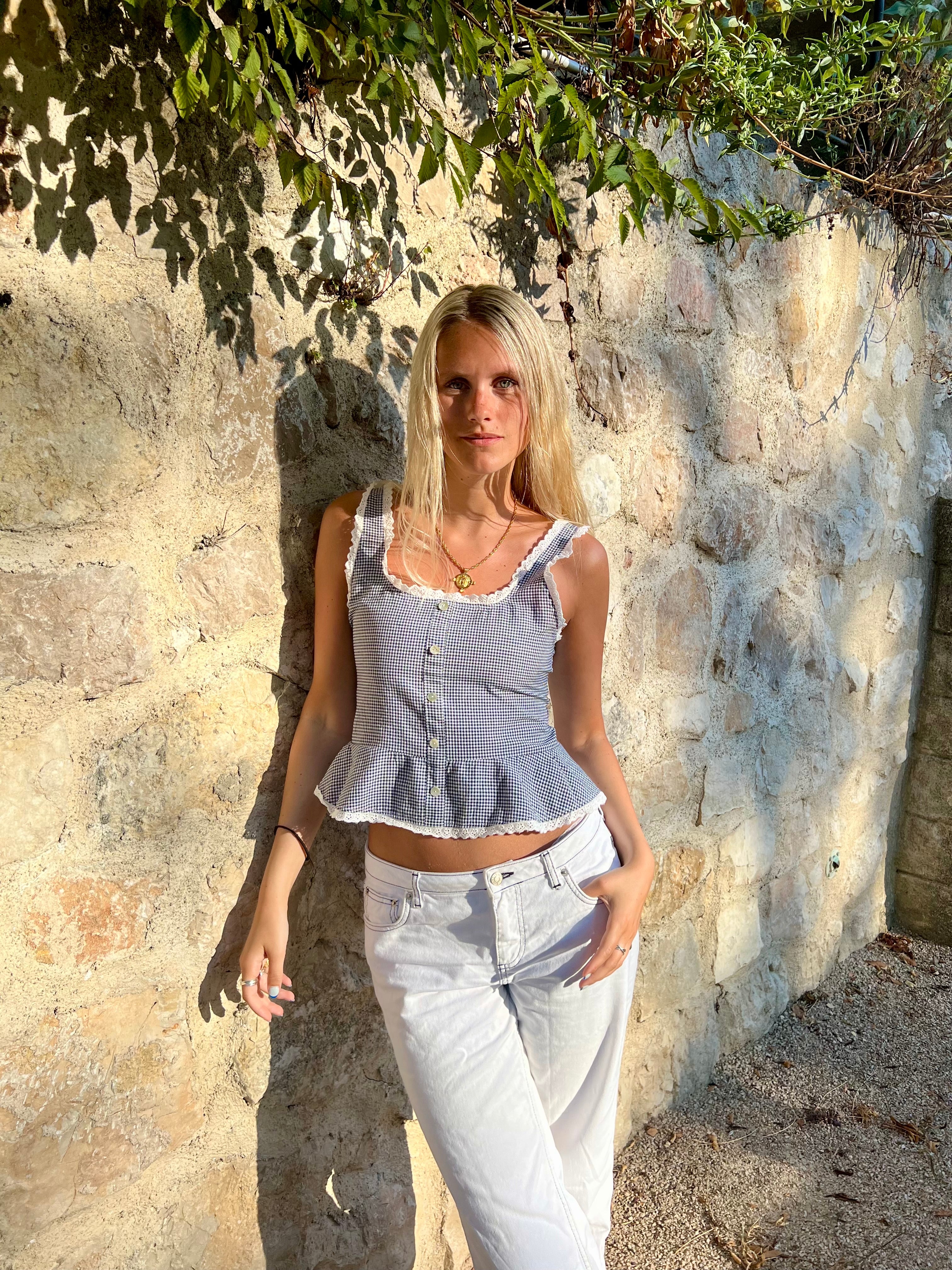 Lola Top - Blue Gingham - Image 11