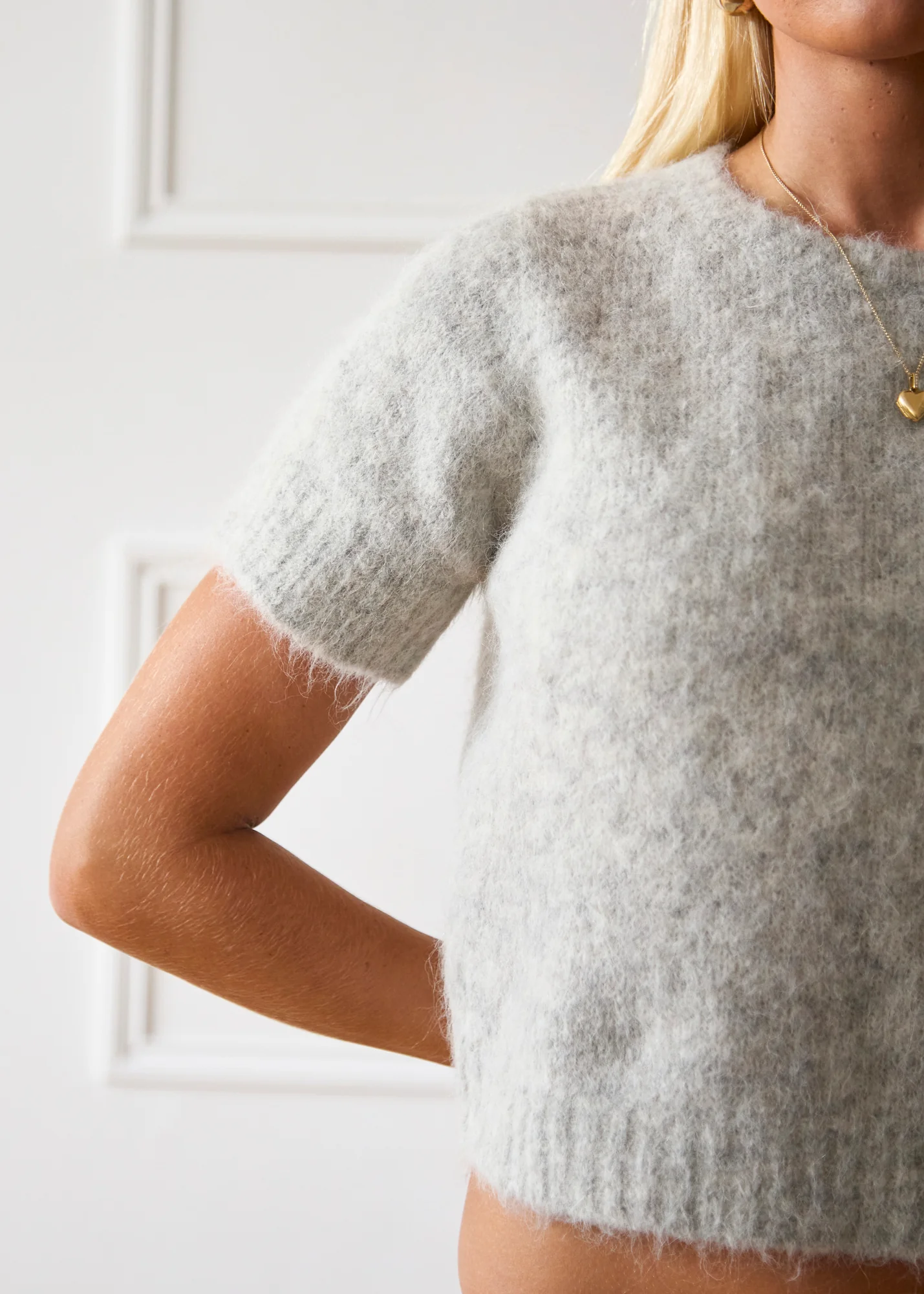 Short Sleeve Knit - Light Grey - Image 7